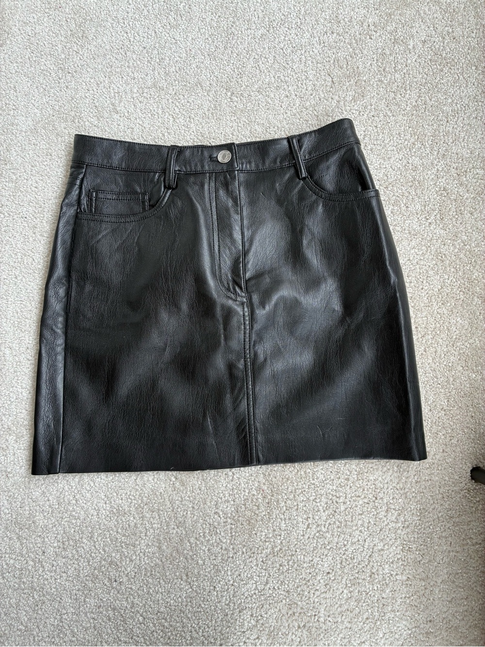 Wilfred Black Faux Leather Mini Skirt